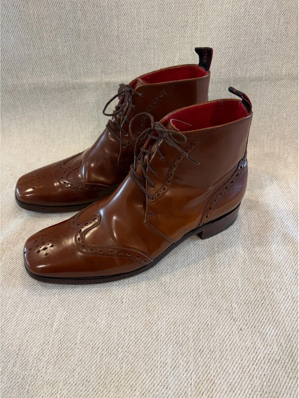 Jeffery-West Men's Tan Leather Wingtip Brogue Boots  England Size UK 8 / US 9